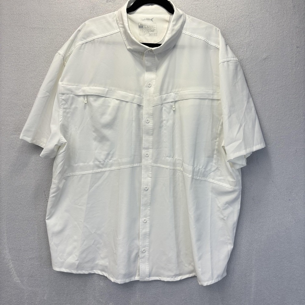 Silver Bait Mens Fishing Button Up Shirt 3XL Short Sleeve Vented Pockets Outdoor